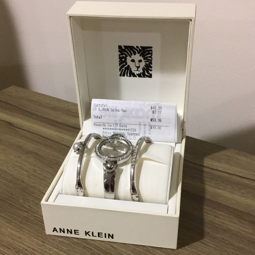 Anne Klein Silver Watch & Bracelet set